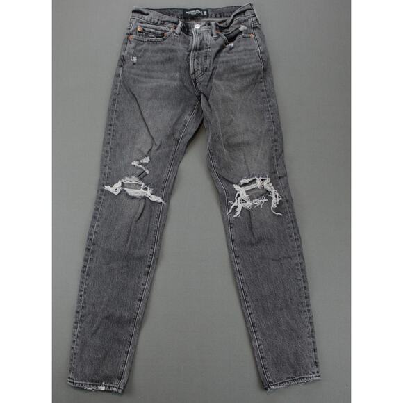 Abercrombie Fitch Jeans Mens 28x32 Black Distressed 90s Vintage Stretch Pants - Picture 1 of 9